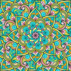 Mandala art ornamental colorful square shape illustration, mandala background