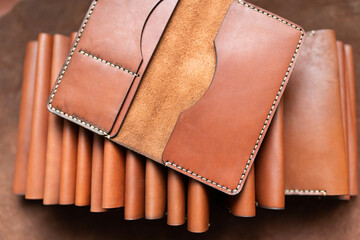 making brown leather handcrafted wallet