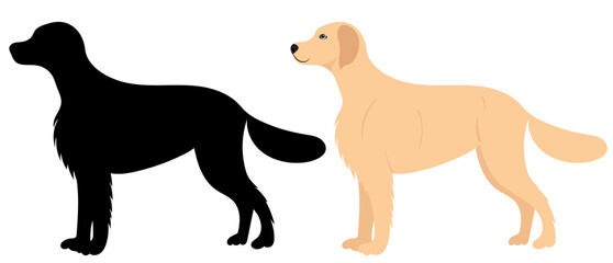 dog flat design, silhouette, isolated, vector