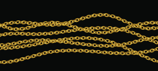 Gold necklaces Isolated on black. Golden chain vector illustration. Golden necklace for ads, flyers, web site, sale banners.	
