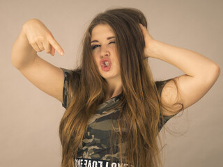 Beautiful young woman with brown hair