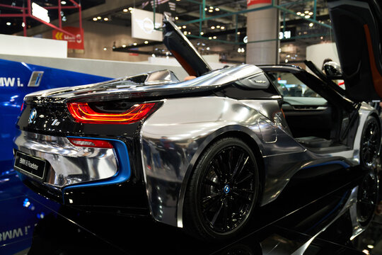 Ilsan, Gyeonggi-do, South Korea - March 31, 2019 : BMW i8 is the name of BMW car displayed at the 2019 Seoul Motor Show
