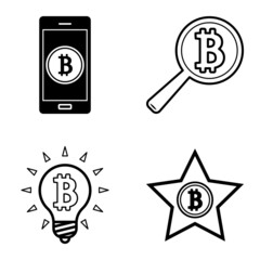 Bitcoins1-2 Flat Icon Set Isolated On White Background