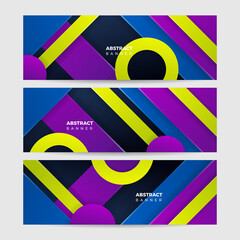 Abstract colorful polygon banner design template. Colorful tech web banner with geometric shapes backdrop and gradient colors. Vector graphic design banner pattern presentation background.