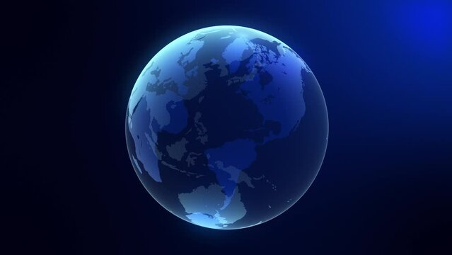 Digital earth hologram rotating 3d blue animation - Global network connection concepts. Social future scientific digital communication technology. Seamless loopable background.