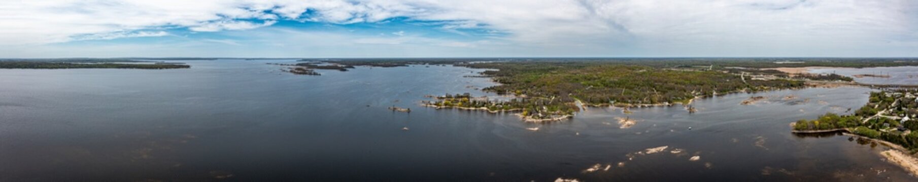 Panoramaof Georgian Bay Green Island And Mary Rock From The Perspective In Waubaushene And Sturgeon Bay.