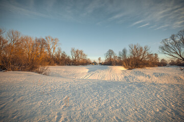 Fototapeta na wymiar beautiful winter landscapes of rural areas