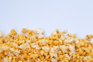 Cheese popcorn taste wall on the white background.