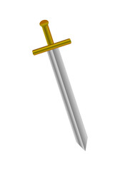 Vintage sword vector isolated on white. Medieval knight weapon or dagger.