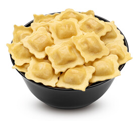 Ravioli pasta isolated on white, full depth of field