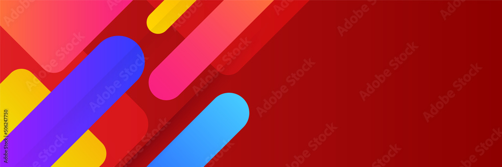 Wall mural colorful web banner concept with push button. collection of horizontal promotion banners with gradie