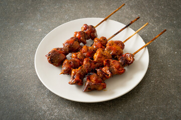 grilled chicken gizzard skewer yakitori serve in izakaya style