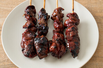 grilled chicken liver skewer yakitori serve in izakaya style