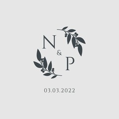Letter NP elegant wedding monogram logo design © Abdul