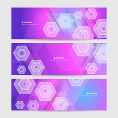 Abstract pink purple blue polygon banner design template. Colorful tech web banner with geometric shapes backdrop and gradient colors. Vector graphic design banner pattern presentation background.
