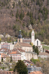 Fototapeta na wymiar View over the city of Chur in spring time