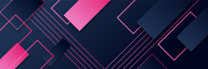 Abstract black pink colorful polygon banner design template. Colorful tech web banner with geometric shapes backdrop and gradient colors. Vector graphic design banner pattern presentation background. - obrazy, fototapety, plakaty
