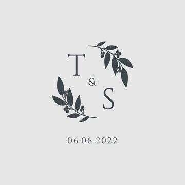Letter TS elegant wedding monogram logo design