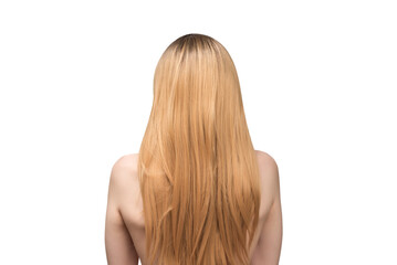 Naklejka premium Woman backside, beautiful woman with ombre hair isolated on a white.