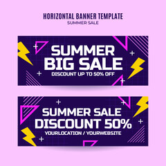 Happy Summer Vibes Web Banner for Social Media Horizontal Poster, banner, space area and background