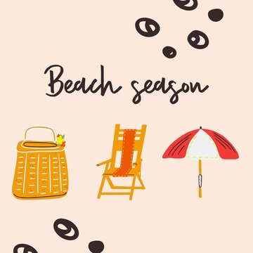 Summer bright set of doodle pictures with an inscription, camouflage bag, flamingo, flamingo as a postcard, advertisement, poster, office, wallpaper
