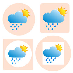  sunny day meteorology symbol in calendar sign flat cartoon jpeg image jpg illustration isolated, idea of summer month time image Overcast with sun weather forecast meteo icon