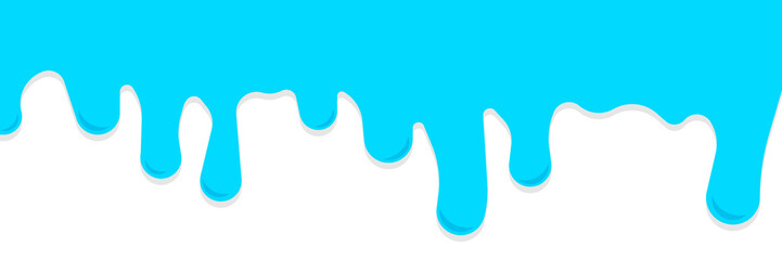 jpg image Border with Blue Dripping Down Ice Cream. Dribble Glaze Illustration Abstract blue background with liquid wave. Dripping oil or Yogurt or Milk, Honey, Blue liquid texture flowing down, isola