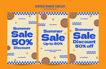 Obraz premium Happy Summer Vibes Web Banner for Social Media Vertical Poster, banner, space area and background