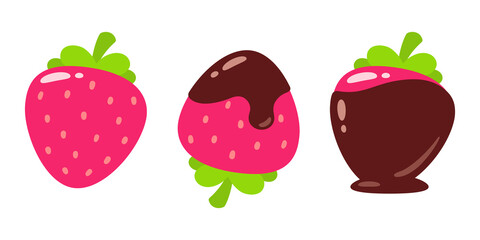 Cartoon strawberry dipped in chocolate