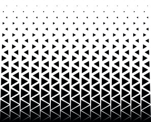 Geometric pattern of black triangles on a white background.Seamless in one direction.Option with a average fade out. Radial method. 21 figures in hight