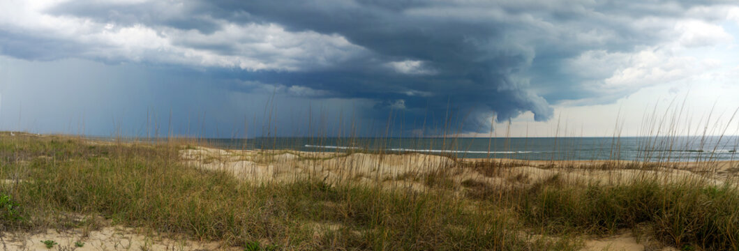 Thunderstorm approaching Sandbridge Virginia Beach, Virginia vacation beach.