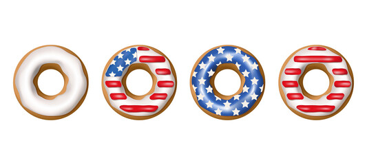 Donuts with American flag set for July 4th Independence Day of America