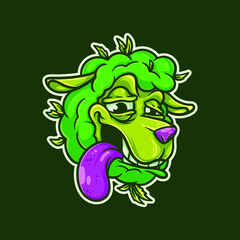 Happy Sheep Weed Head Mascot Character
