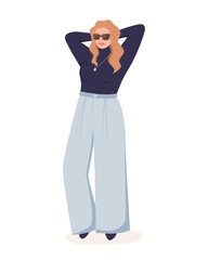Vector illustration of a plump fashionable blonde woman standing in full growth.