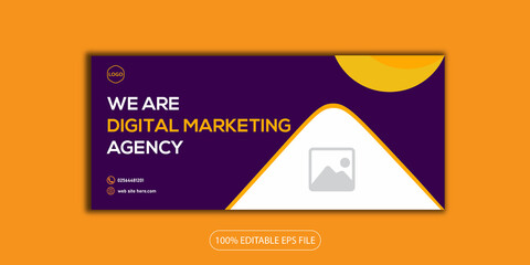 Creative modern digital marketing agency business  social media cover design template 