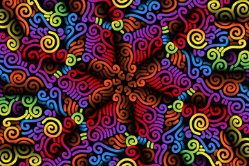 seamless luxurious colourful circular circle  line art pattern of indonesian culture traditional tenun batik ethnic dayak ornament for wallpaper ads background 