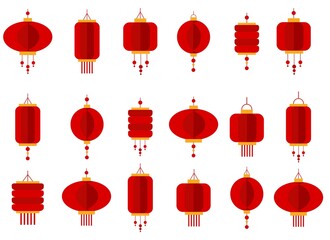 Fototapeta na wymiar new year chinese lantern celebration illustration set flat isolated illustration