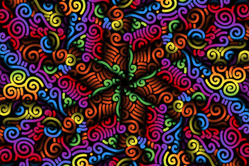 seamless luxurious colourful circular circle  line art pattern of indonesian culture traditional tenun batik ethnic dayak ornament for wallpaper ads background 