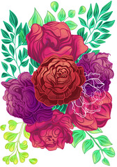 A bouquet of bright lush flowers