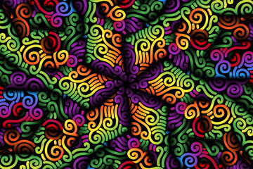 seamless luxurious colourful circular circle  line art pattern of indonesian culture traditional tenun batik ethnic dayak ornament for wallpaper ads background 