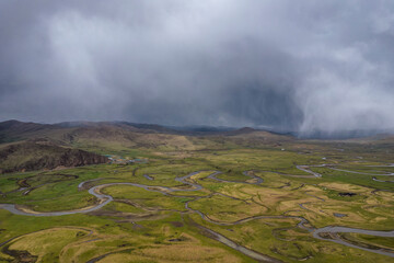 river on the grassland in Sichuan China