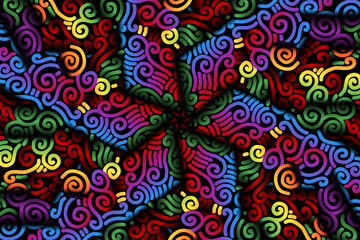 seamless luxurious colourful circular circle  line art pattern of indonesian culture traditional tenun batik ethnic dayak ornament for wallpaper ads background 