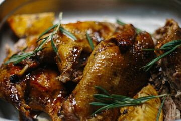 duck with potatoes and rosemary