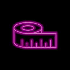 Measure simple icon vector. Flat design. Purple neon style on black background.ai