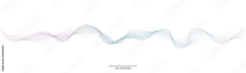 Poster abstract dots particles flowing wavy colorful isolated on white background. vector illustration desi