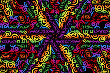 seamless luxurious colourful circular circle  line art pattern of indonesian culture traditional tenun batik ethnic dayak ornament for wallpaper ads background 