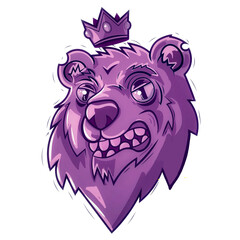 grizzly bear illustration, king, street art grizzly bear