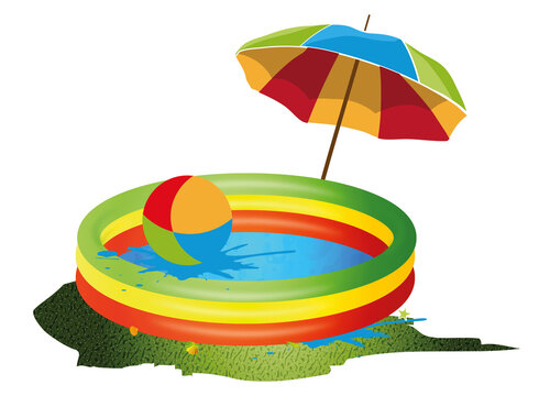 Lyreh Strandpool Baby 196x196cm - Cartoon Ozean Design Mit Zubehör