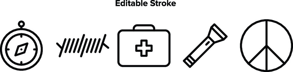 Military line icon pack. Vector graphic illustration. Suitable for website design, logos, applications, templates, and UI.