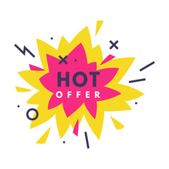 Hot Offer Sale Countdown Badge with Explosion as Promo Sticker Vector Illustration
